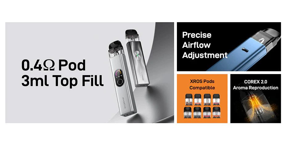 Vaporesso Xros 4 Mini Pod Kit Features Banner jpg